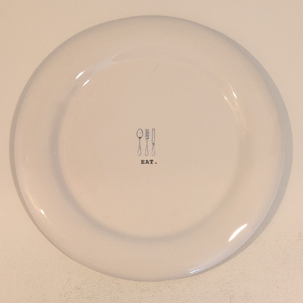 Rae Dunn "EAT" Icon Ceramic Off White Dinner Plate 2018 Collection - Picture 2 of 12